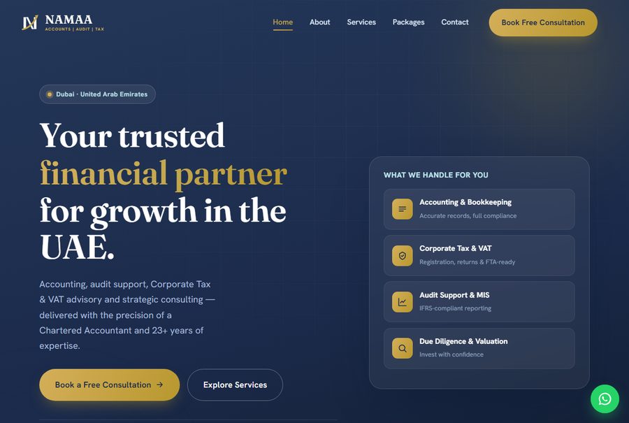 NAMAA Financial Advisory — website designed by Internext, Dubai