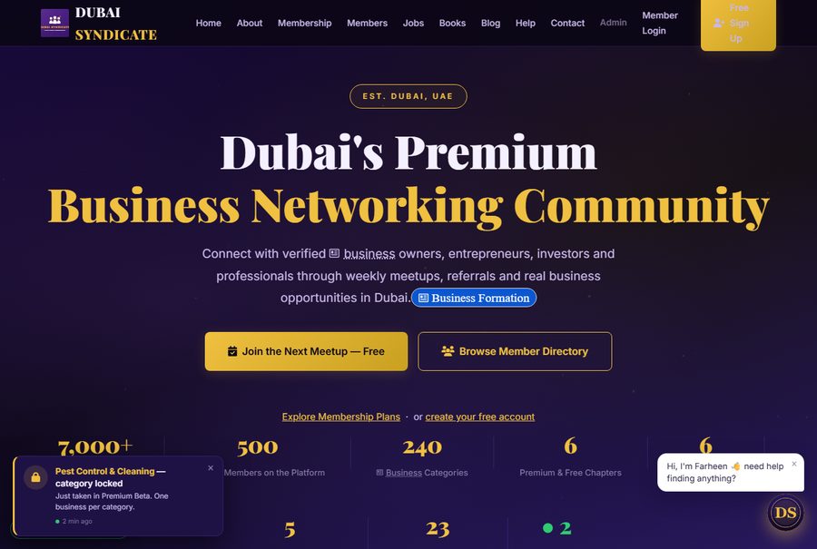 Dubai Syndicate — business network website designed by Internext, Dubai