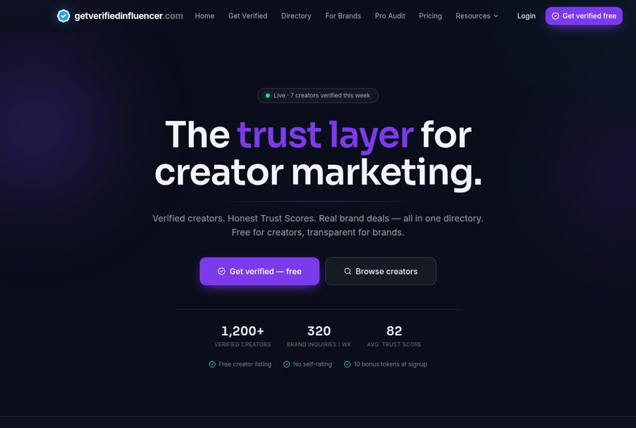 Get Verified Influencer — influencer directory website designed by Internext, Dubai