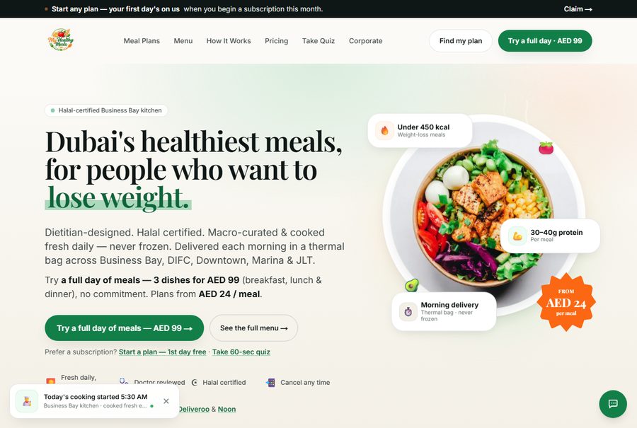 My Healthy Meals — healthy meal delivery website designed by Internext, Dubai